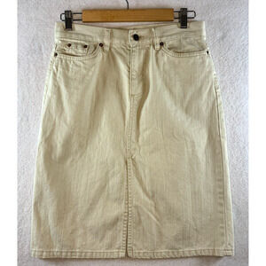 Vintage Old Navy Womens Off White Jean Skirt Sz 4 Preppy New England Coastal Y2K